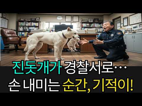 한밤중 숨이 넘어가는 새끼를 물고 경찰서에 들어온 진돗개… 노경찰이 손을 내미는 순간, 기이한 일이 벌어졌다!