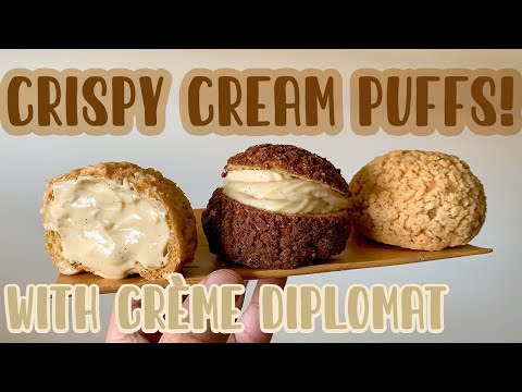 Crispy Cream Puffs with Vanilla Pastry Cream || Choux au Craquelin and Creme Diplomat | The Cookworm