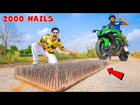 2000 Nails VS Ninja ZX10R You will be shocked to see what happened Superbike Survive or Not 1080p50