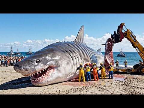 A Historic Encounter – Fishermen Hunt a 2000KG Giant Tiger Shark at a Depth of 300 Meters