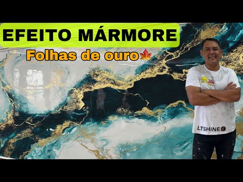 COMO FAZER EFEITO MÁRMORE COM FOLHAS DE OURO  #efeitomarmore #construcaocivil #obra