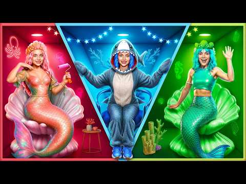 Мы построили Секретные Комнаты для Русалок! Розовая vs Голубая!