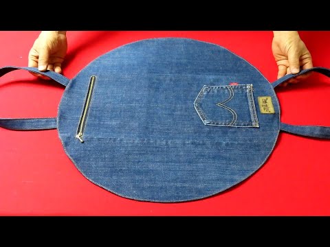 DIY'원'을 활용하여 "귀여운 토트백" 쉽고 빠르게 만드는 방법!/cute "half moon tote bag" with a circle/made of old jeans