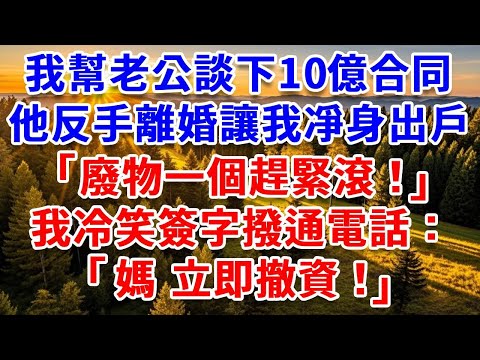 我幫老公談下10億合同，他反手提離婚讓我凈身出戶：廢物一個趕緊滾！我冷笑簽字撥通電話：媽，立即撤資！#思妤說故事#為人處世#生活經驗#情感故事#晚年哲理#說故事#完結文#原創故事