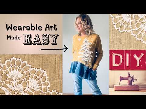 Cottagecore DIY 🌿 Turn Old Clothes into a Lacy Tree Tunic | Upcycled Denim Tutorial