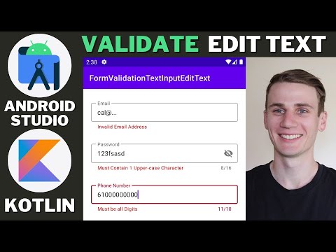 Validate Edit Text Android Studio Kotlin Tutorial - Use TextInputEditText in TextInputLayout