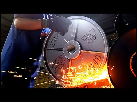 Amazing Barbell Plates Making Process！Large Barbell Forge Factory！