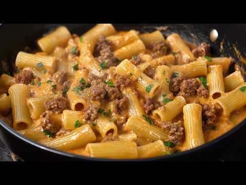 Incredibly delicious pasta with minced meat in 15 minutes! The simplest recipe for dinner!