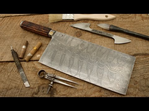 Chinese Vegetable Cleaver with Gold and Silver Koftgari