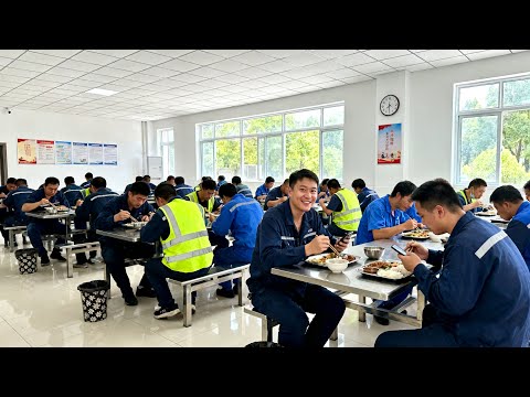 Amazing lunches for employees in a large Chinese factory! A typical lunch for working people!
