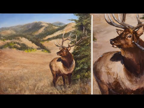Wildlife Landscape Painting Techniques- Painting Elk Ridge with Acrylics