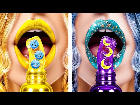 Fille de Jour VS Fille de Nuit! Défi D'Une Seule Couleur! Comment Devenir une Sirène!