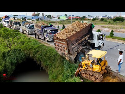 Perfectly Is Project NEW Starting! Size Land Of Surface​ Water Deleting With Dump Trucks 5-T & Dozer