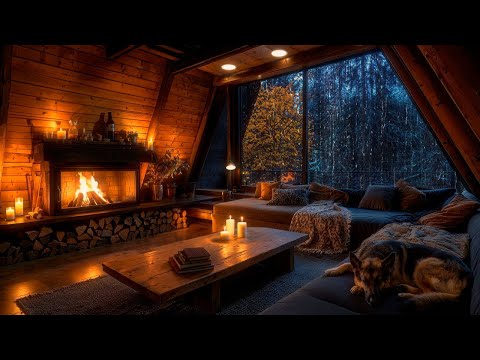 Autumn Rain & Crackling Fire 🔥 Cozy Ambience for Sleep and Calm