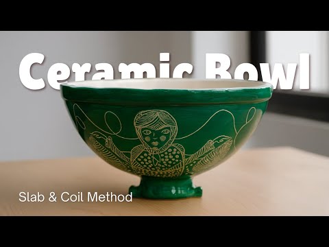 Easy Slab-Built Ceramic Bowl + Sgraffito Technique Step by Step | Beginners Pottery Tutorial