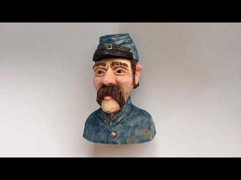 Whittling a Civil War Soldier Bust