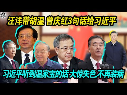 重大爆料：汪洋带胡锦涛温家宝曾庆红的3句话给习近平 | 习近平听到温家宝的话后大惊失色，决定不再装病 | 温家宝说了什么？