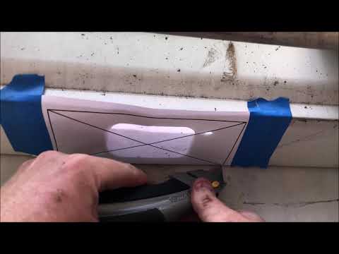 Gutter downspout upgrade 2x3 to 3x4 with funnel
