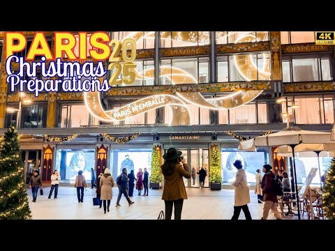 6 November 2025 β Paris Christmas Windows π Preparations 2025 & Evening Walk | 4K HDR Part 1