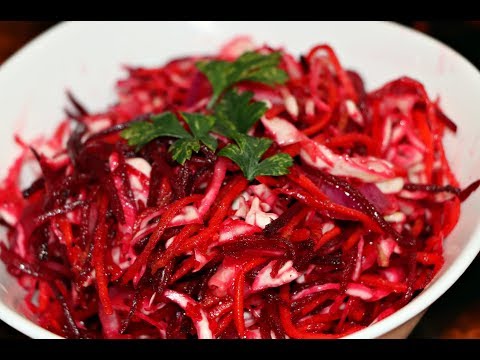 БЫСТРЫЙ салат из капусты со свеклой. Всего за 5 МИНУТ! Ну, оОчень вкусно!