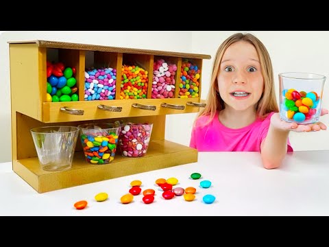 Nastya plays with sweet machine and learns how to help parents