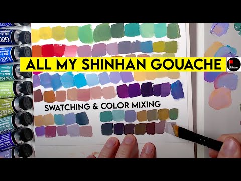 All my Shinhan Professional Designer's Gouache ✶ swatching and color mixing (live replay)