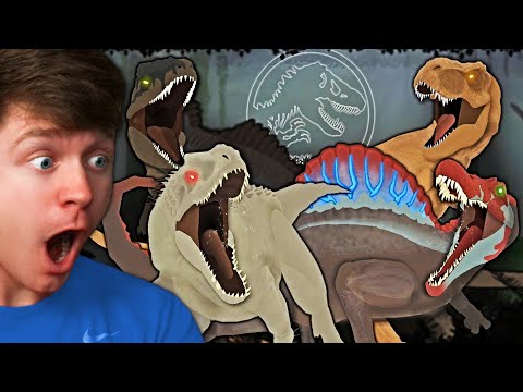 T-REX and SPINOSAURUS vs INDOMINUS REX and GIGANOTOSAURUS! (Reaction)