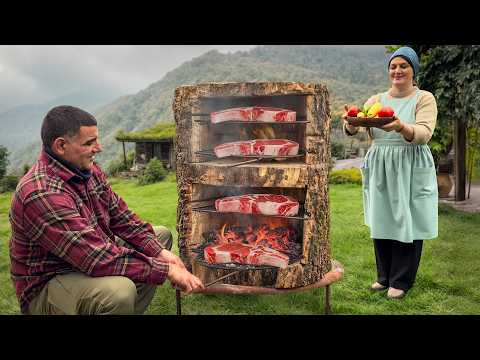 Rustic Coffee-Infused Steaks Cooked in the Village!