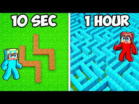10 Seconds vs 1 Hour GIANT MAZE Build Challenge!