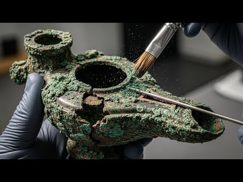 ASMR Artifact Restoration | Ancient Roman Bronze Oil Lamp From Extreme Corrosion to Museum Care