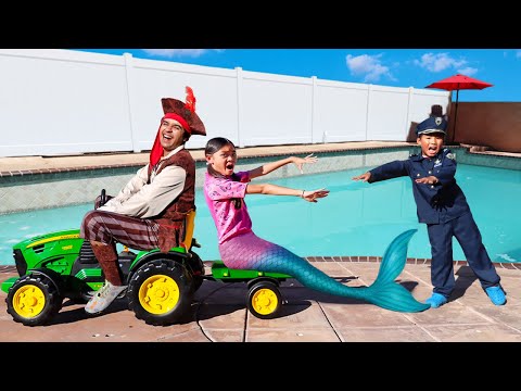 Kaden & Eric Rescue Mermaid Charlotte Adventure! Pirate Jim vs Police Kids