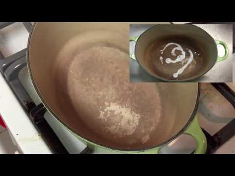 How to safely clean a stained Le Creuset enamel pot or pan