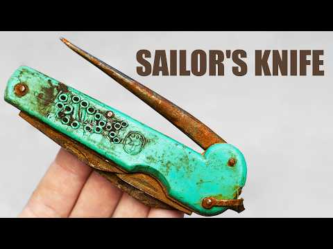 Old Marlin Spike Knife Restoration. Beautiful Emerald Micarta Scales