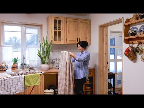 Endless winter days in a tiny country house. Creating coziness. Sewing and home cooking