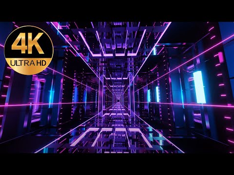 7 hours 4k Abstract Square light Metallic background video loop tunnel Animation TV background