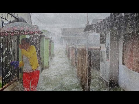 CRAZY RAIN ! THE MOST EXTREME MONSTER HURRICANE HIT VILLAGE LIFE IN ASIA😴🥰