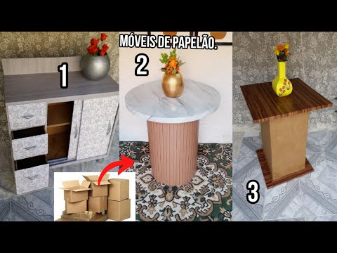 3 IDEIAS 💡 GENIAIS DE MÓVEIS DECORATIVOS FEITOS DE PAPELÃO | COMO FAZER MÓVEIS DE CAIXAS DE PAPELÃO
