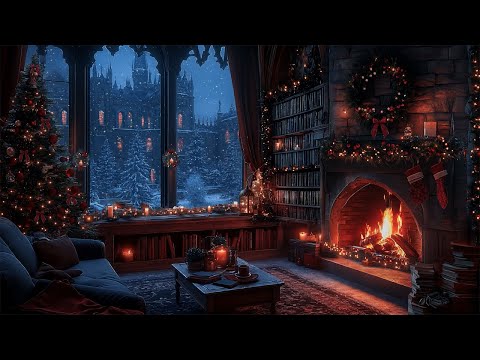 Cozy Winter Reading Nook in a Gothic Manor | Dark Academia Christmas with Fireplace Ambience