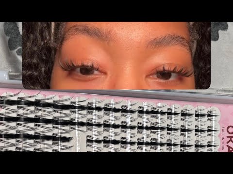 How to put on lash clusters as a girl with small eyes and a double eye lid and a girl with glasses 