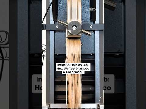 Ever wonder how we test #shampoo and #conditioner at #GoodHousekeeping? We use the Instron machine.
