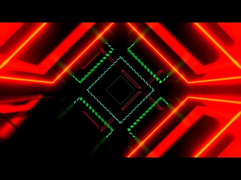 VisionKanal 4K Futuristischer Geometrischer Korridor in Rotem und Blauem Neon Ohne Audio [2 Stunden]