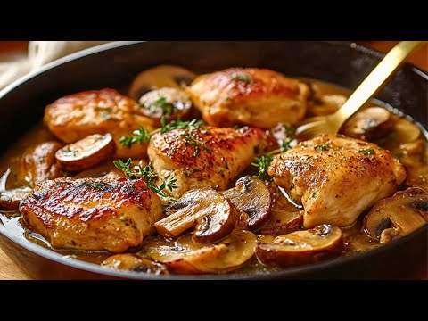 Juicy Chicken Thighs in Creamy Garlic Mushroom Sauce