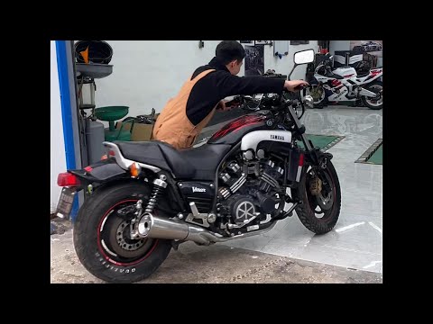 Restauración de la motocicleta Gangster de los años 80. El caballero oscuro de YAMAHA ha resucitado.