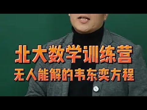 北大数学训练营 无人能解的韦东奕方程 北大 韦东奕韦神 数学思维 高中数学