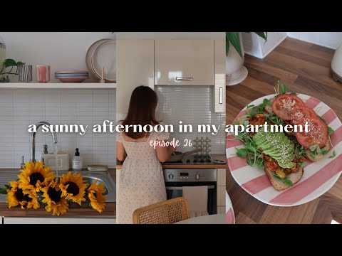 #26 a sunny afternoon in my apartment | fresh flowers, Homesense haul, cooking and cosy vibes