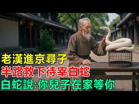 民間故事：老漢進京尋子，半路救下待宰白蛇，白蛇說：別走了，你兒子在家等你