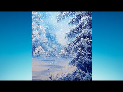 Bob Ross Style Oil Winter Painting by Certified Instructor