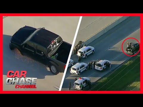 Full Police Chase: Woman in pick-up evades police, drives on sparking rims | Car Chase Channel