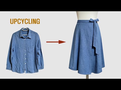DIY Upcycling Denim Shirts/청남방 리폼/Making Wrap Skirt/랩 스커트 만들기/치마/셔츠/Refashion