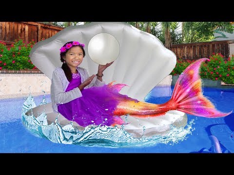 Wendy Pretend Play as Princess Ariel Mermaid Swimming Kids Birthday Pool Party